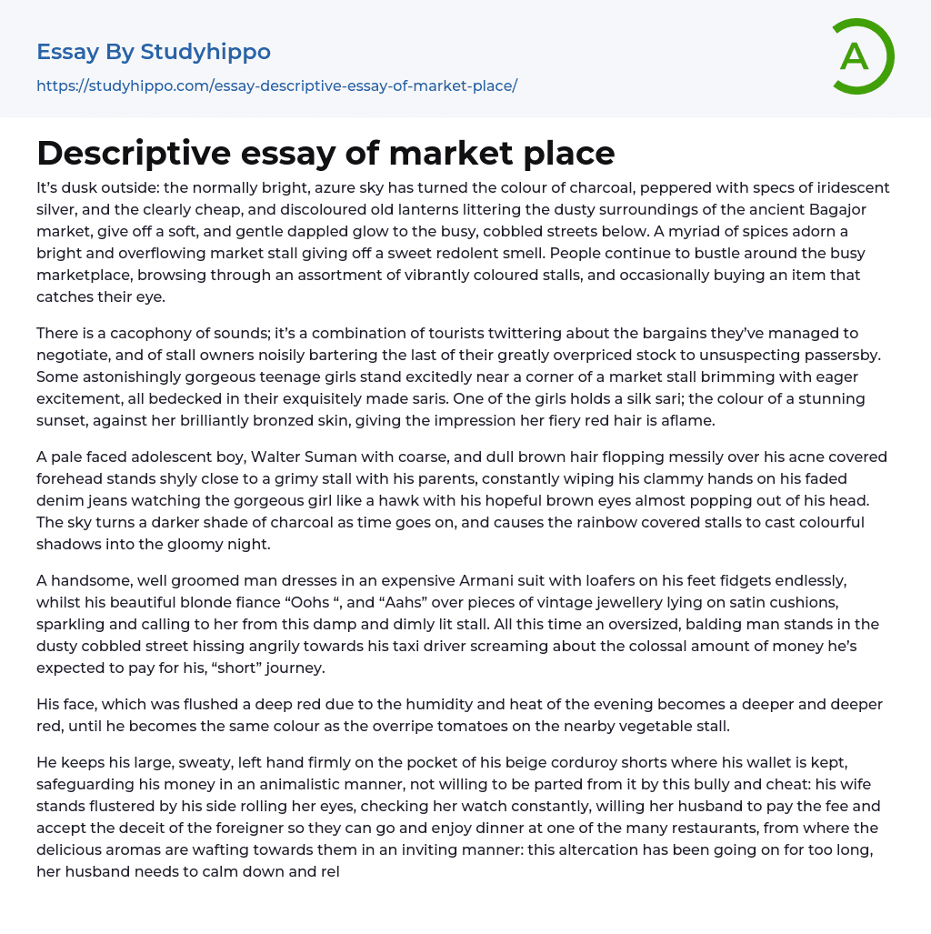 Descriptive Essay Of Market Place StudyHippo