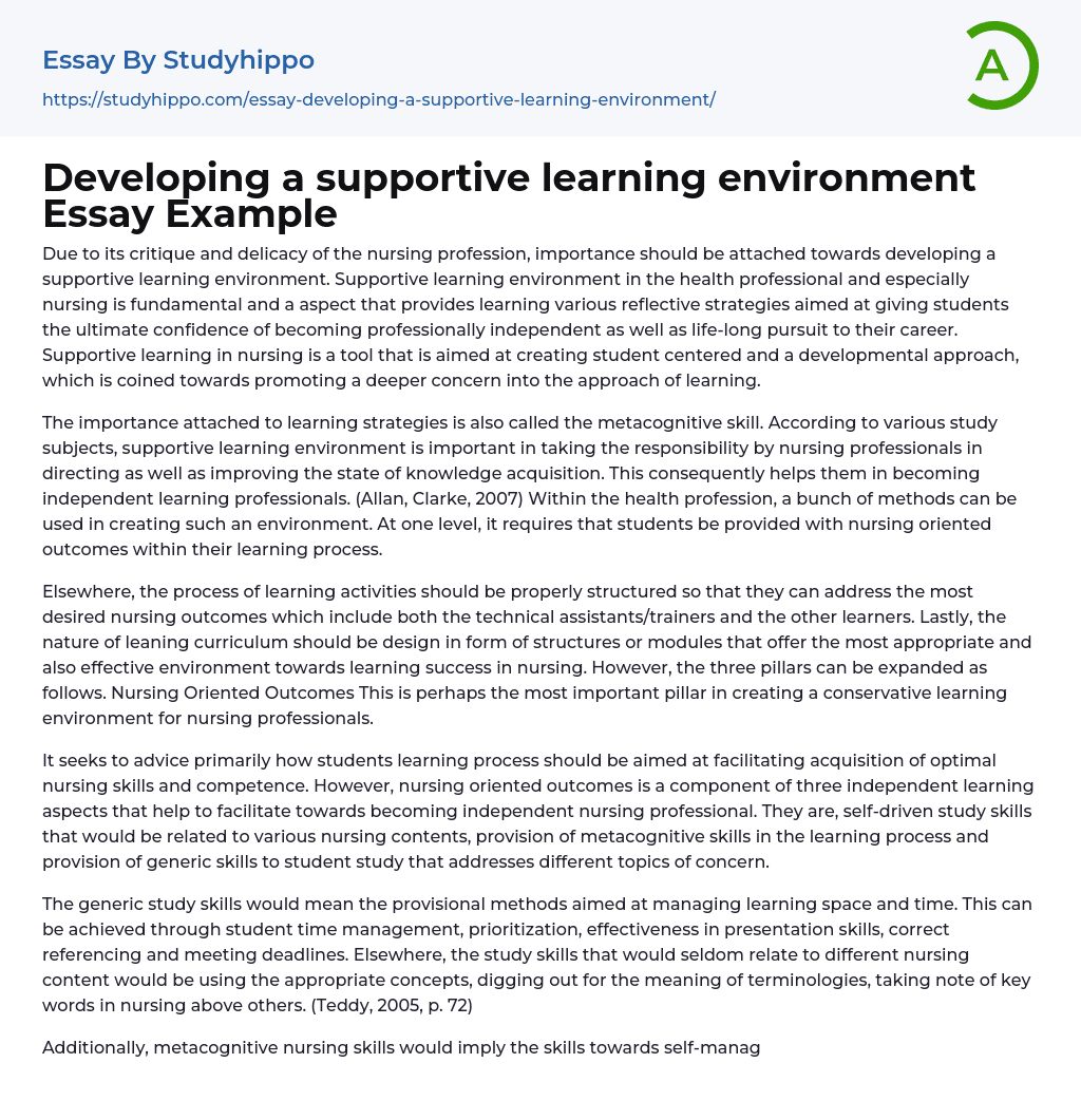 essay on enabling learning environment