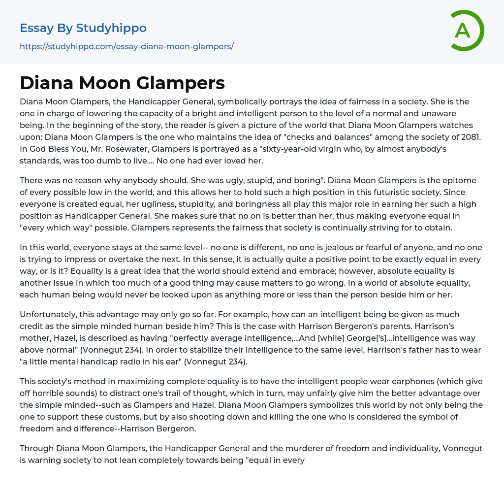 Diana Moon Glampers Essay Example