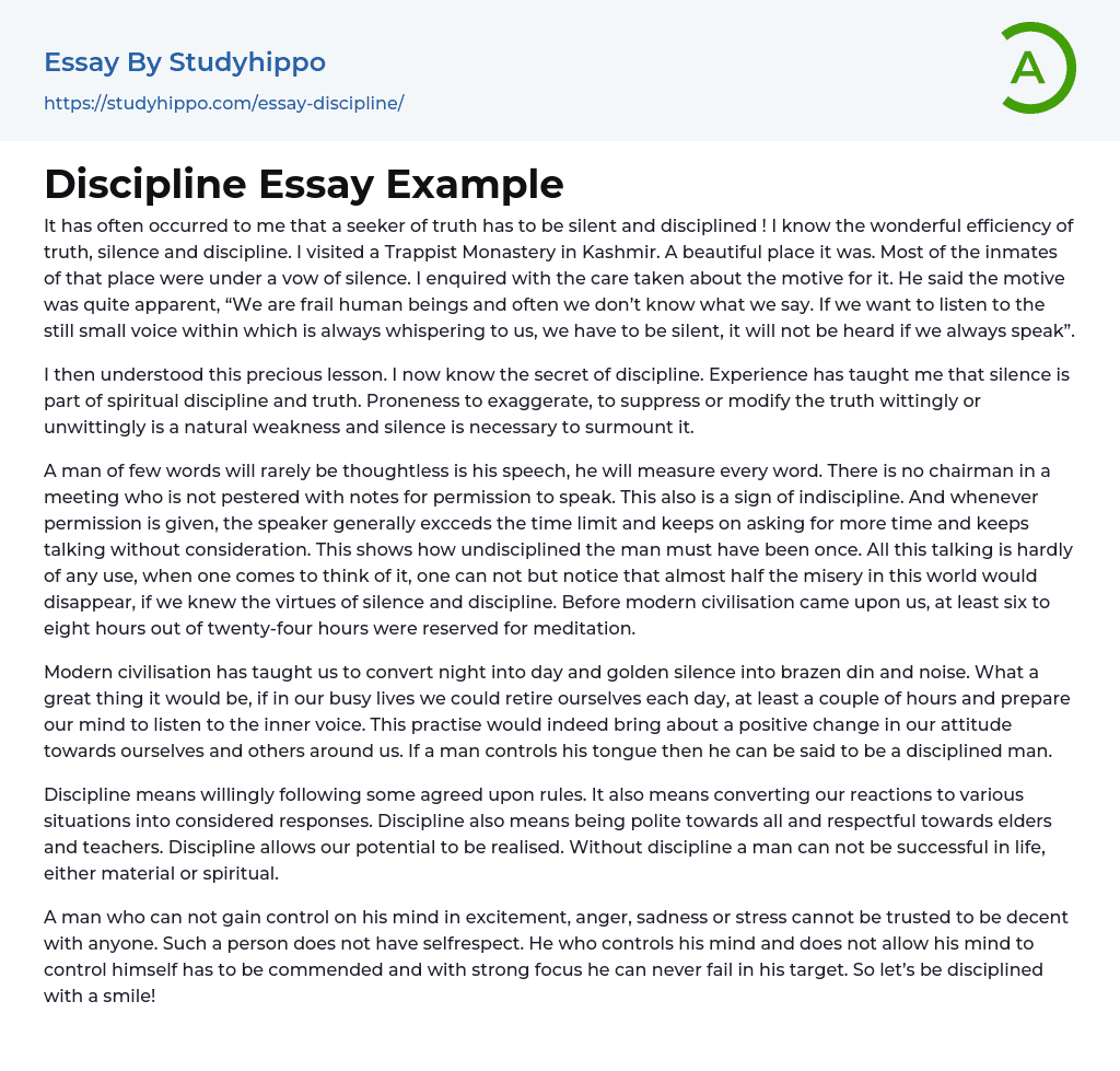 Discipline Essay Example