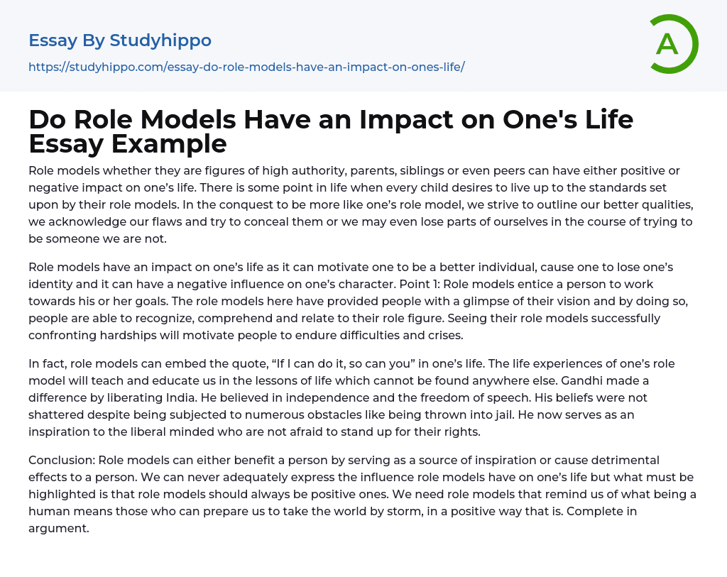 Do Role Models Have an Impact on One’s Life Essay Example