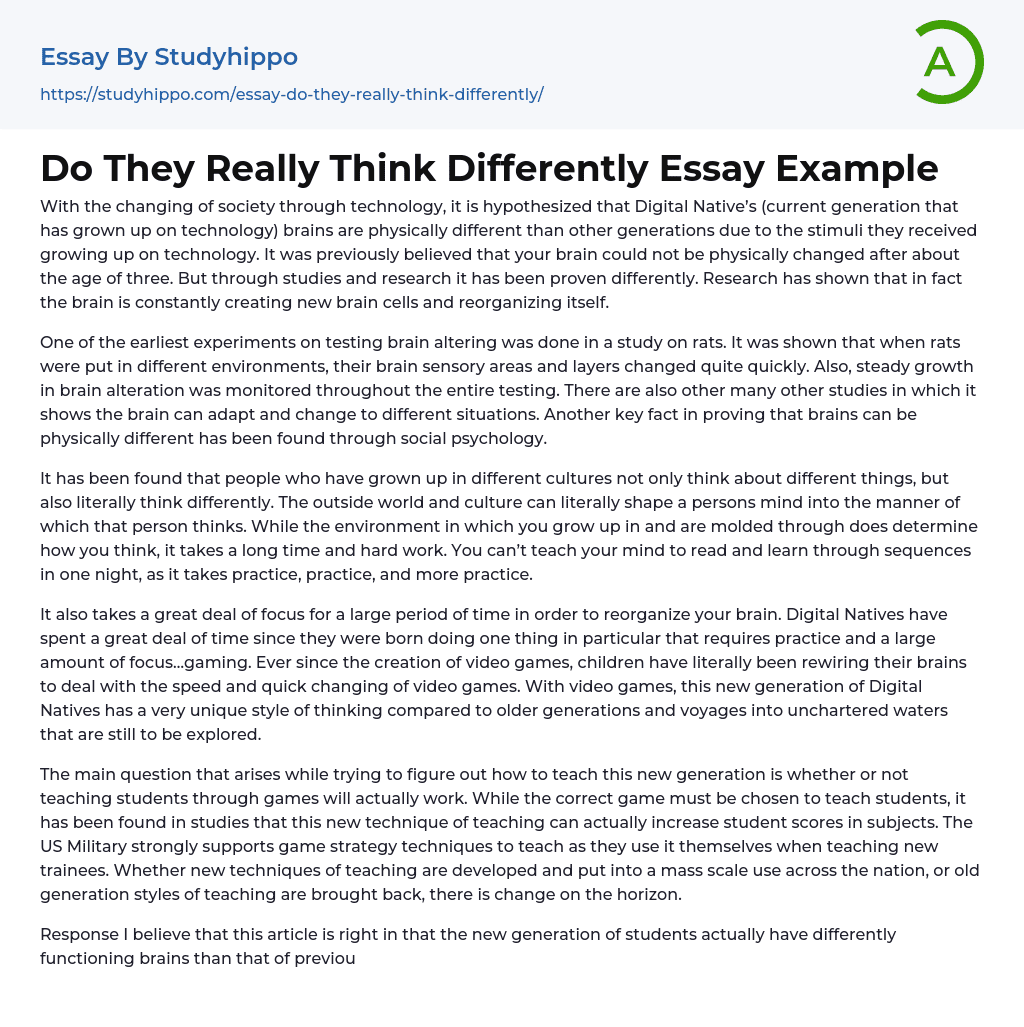 Do They Really Think Differently Essay Example