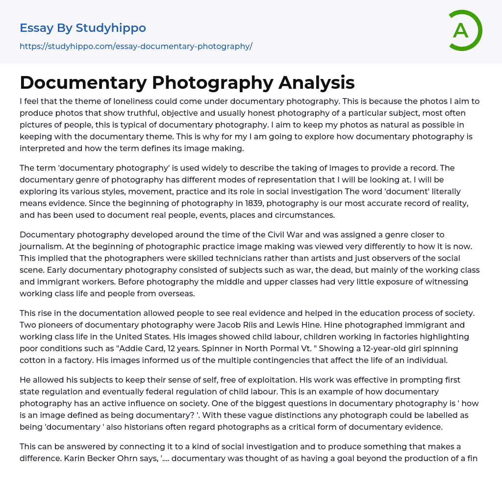 photography analysis essay