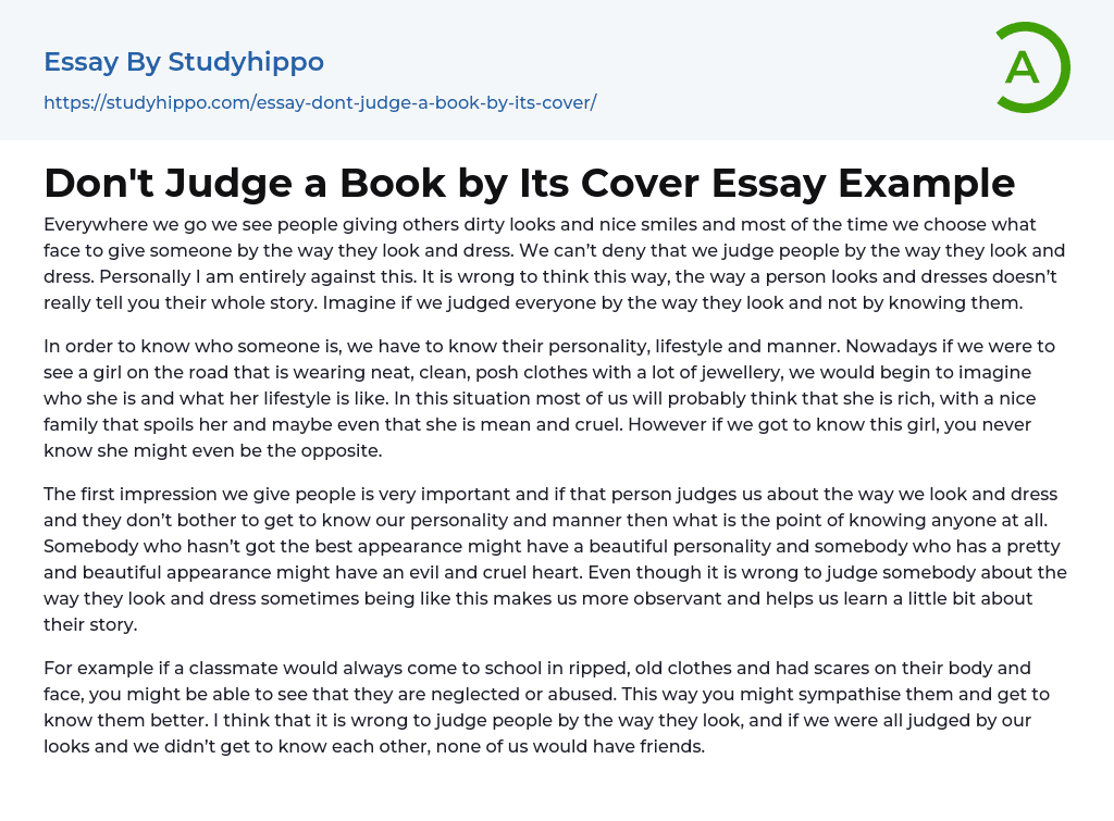 essay don't judge a book by its cover