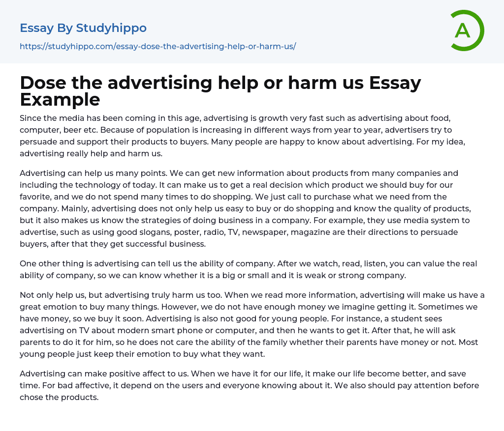 advertising is harmful essay