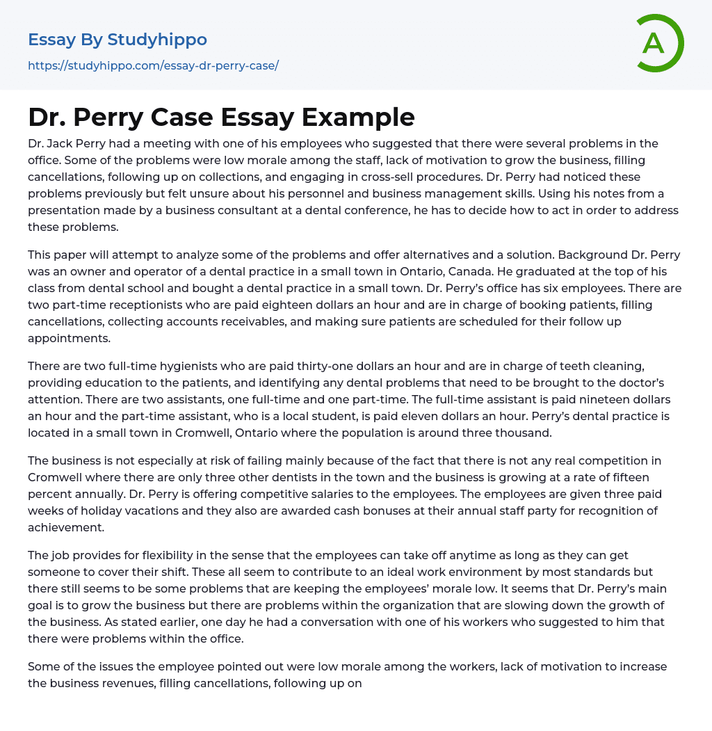 Dr. Perry Case Essay Example