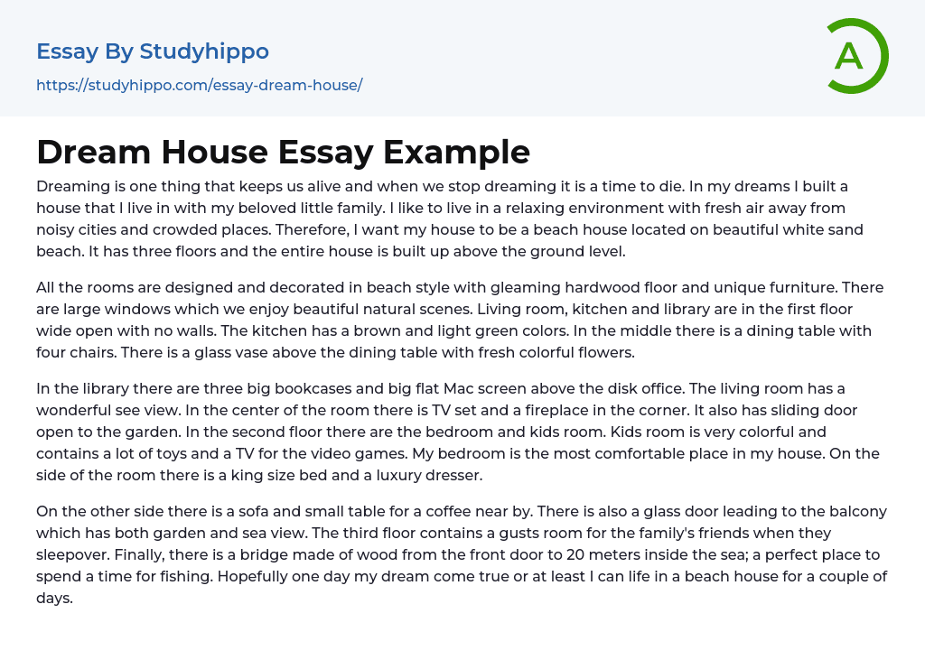 my dream house essay for class 8