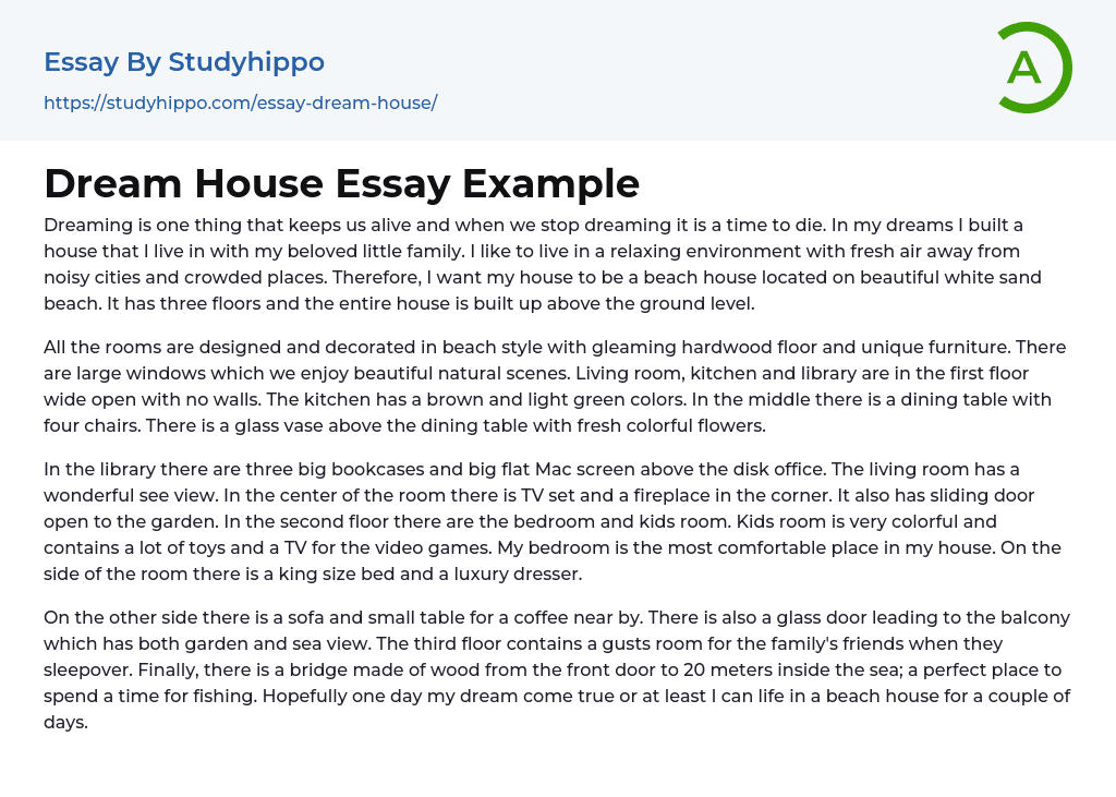 Dream House Essay Example StudyHippo