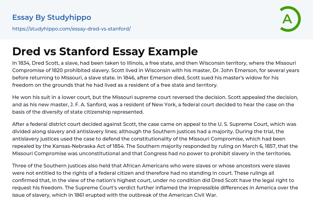 Dred vs Stanford Essay Example