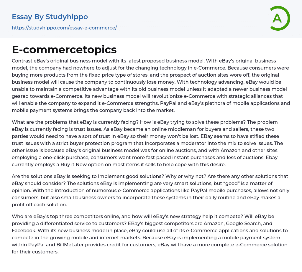 E-commercetopics Essay Example