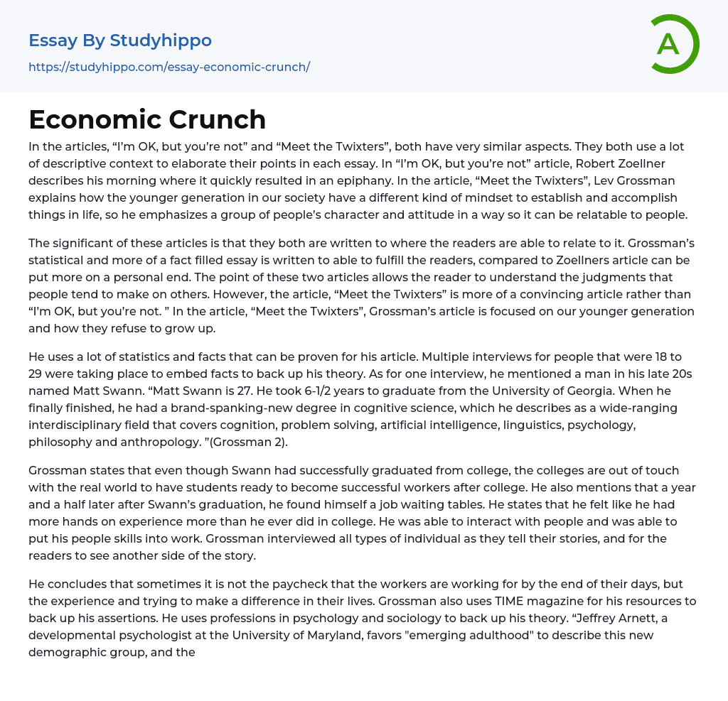 Economic Crunch Essay Example