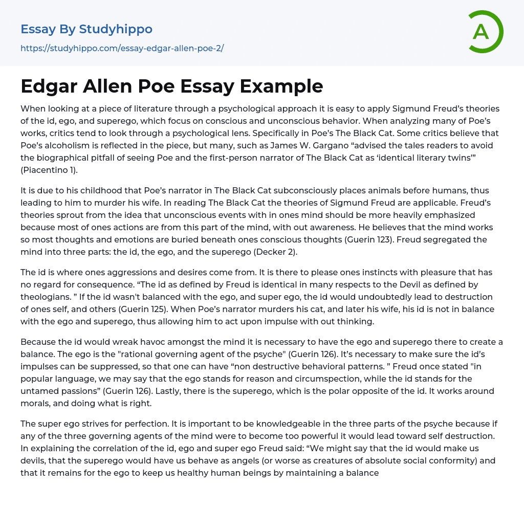 Edgar Allen Poe Essay Example