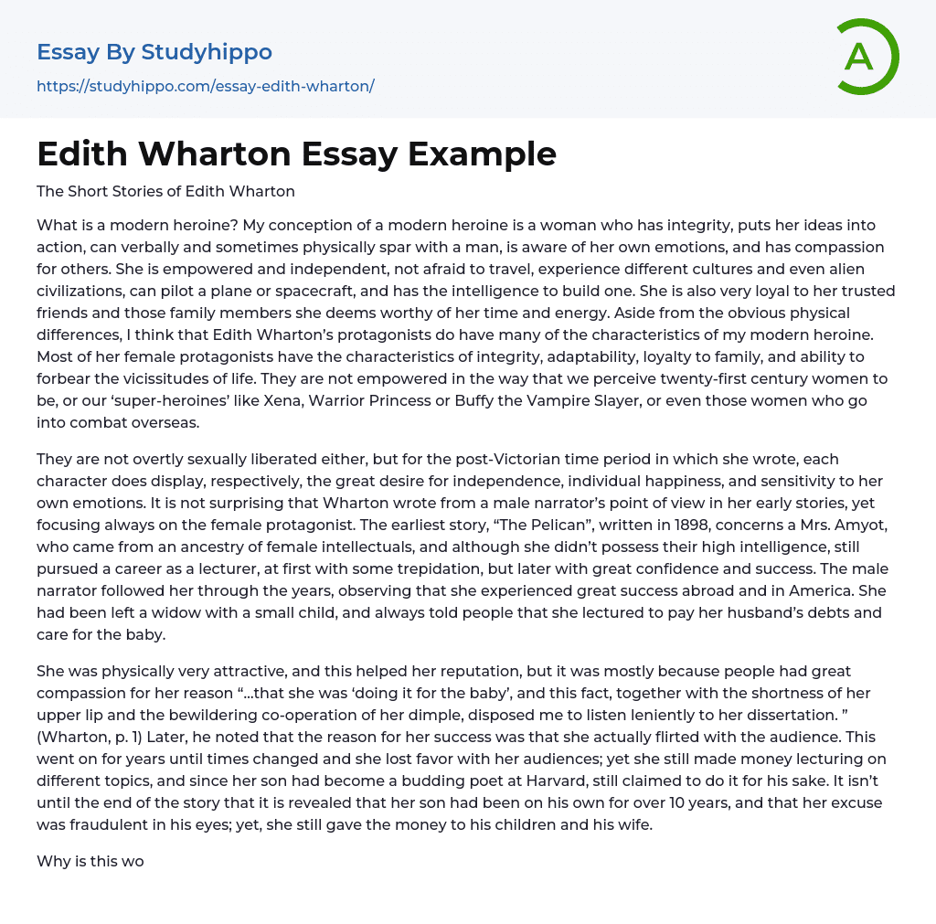 Edith Wharton Essay Example