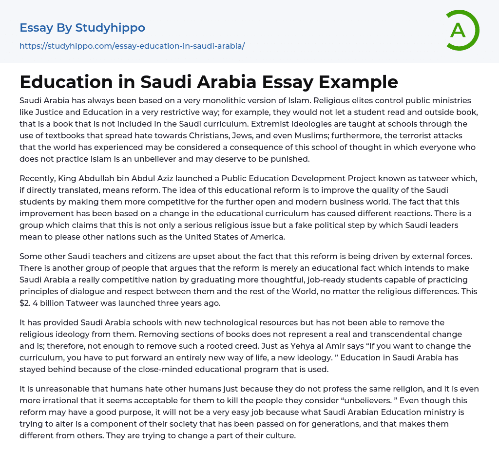 Education in Saudi Arabia Essay Example