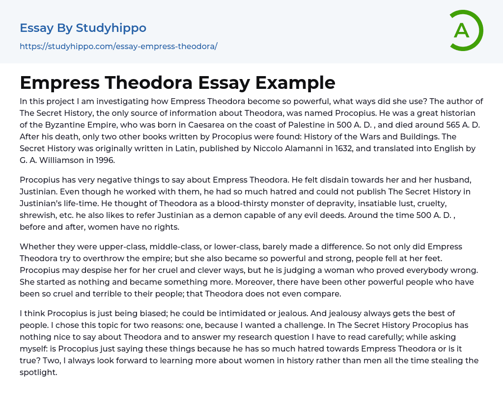 Empress Theodora Essay Example