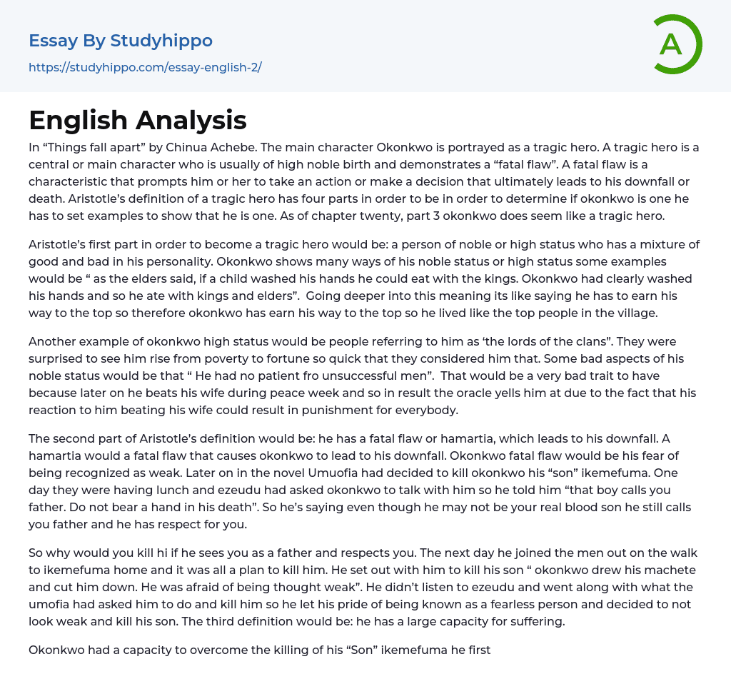 English Analysis Essay Example
