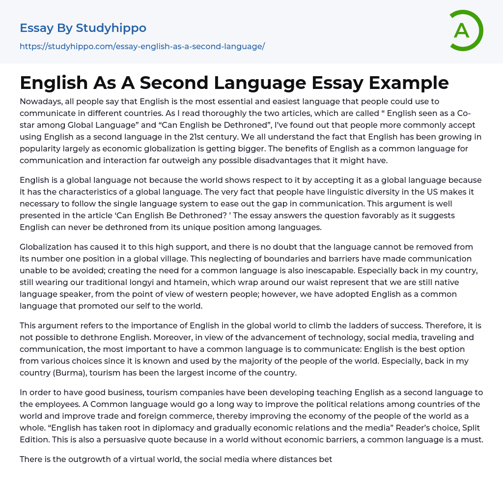 english as a second language essay