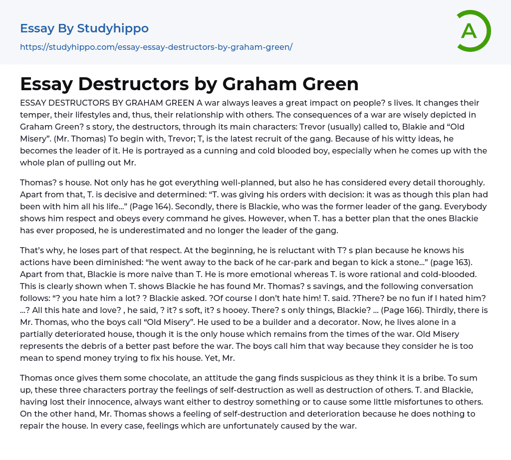 Essay Destructors by Graham Green