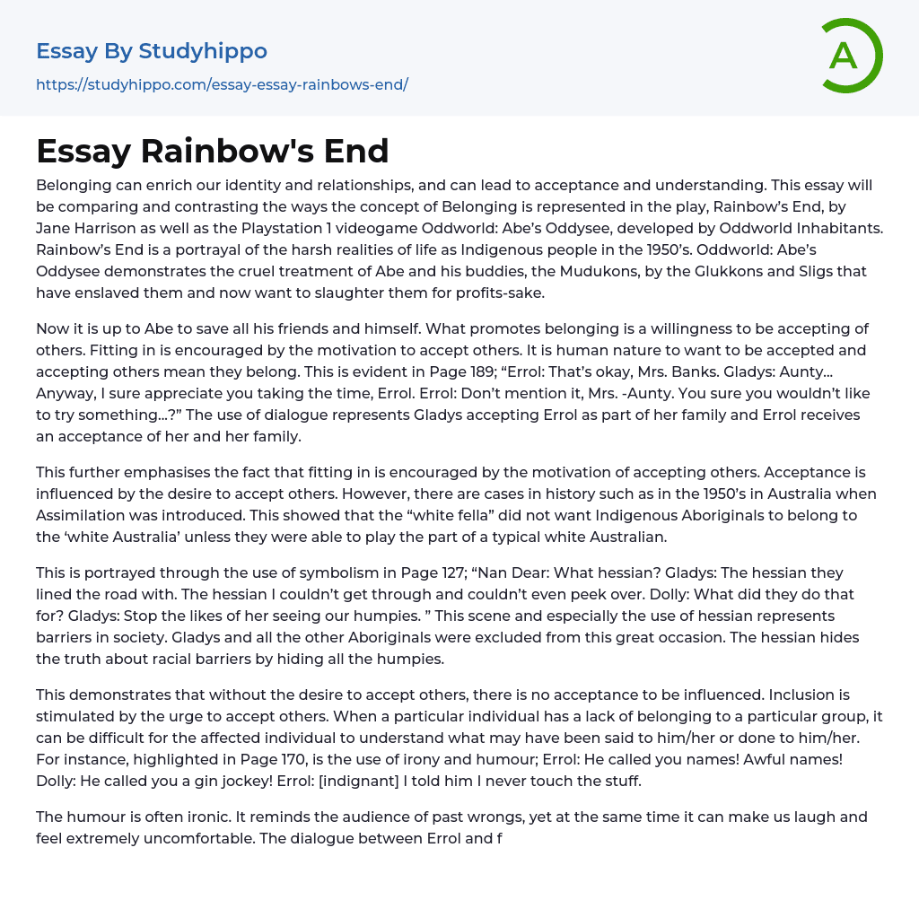 Essay Rainbow’s End