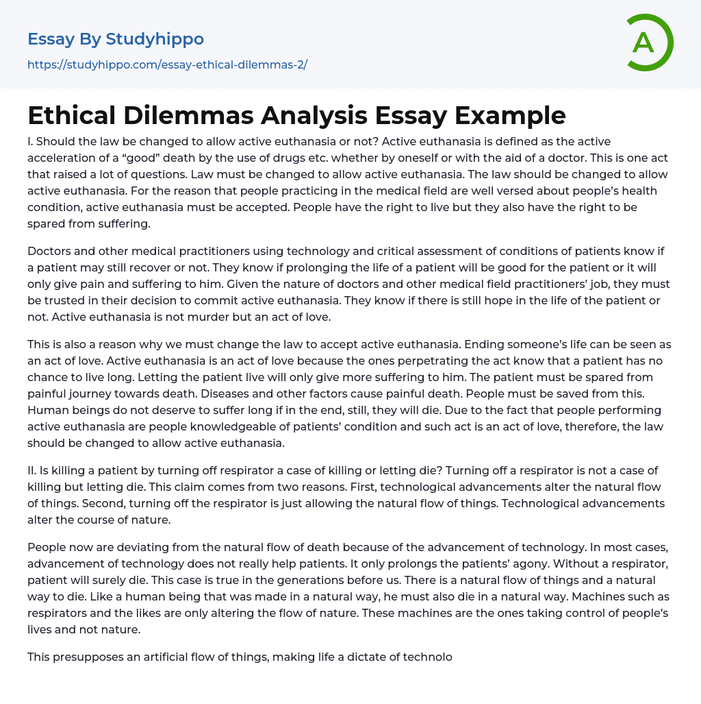 Ethical Dilemmas Analysis Essay Example
