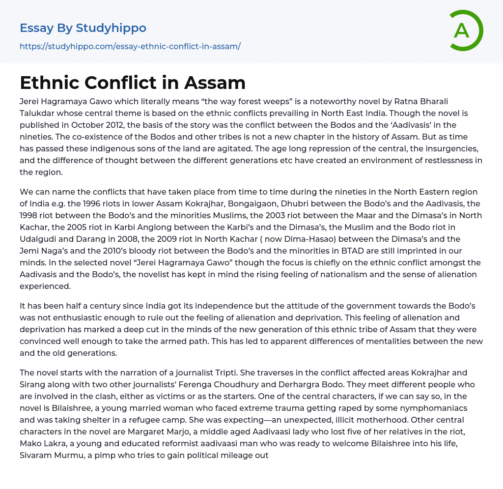 Ethnic Conflict in Assam Essay Example