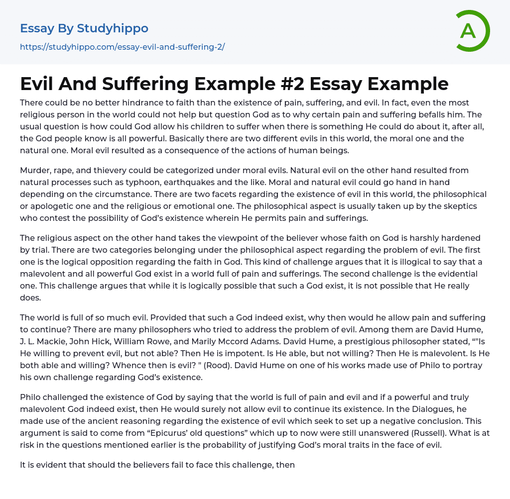 thesis statement for the problem of evil