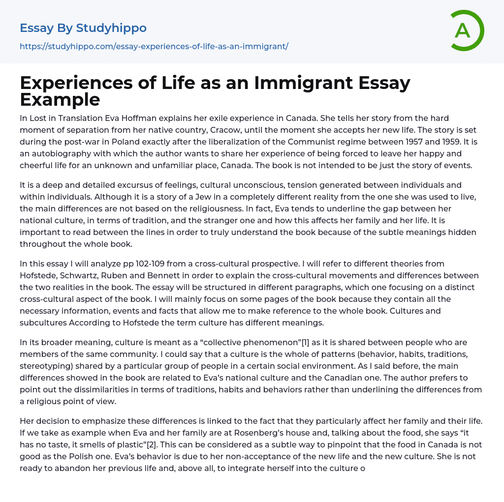 immigrant personal essay