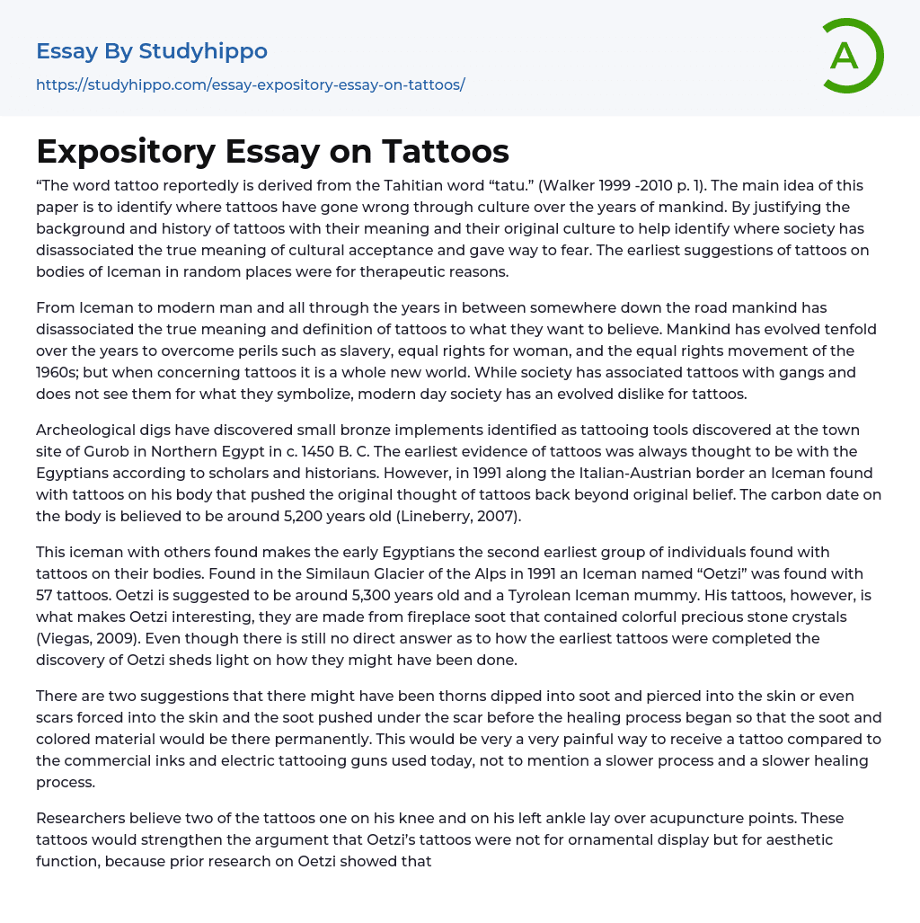 Expository Essay on Tattoos