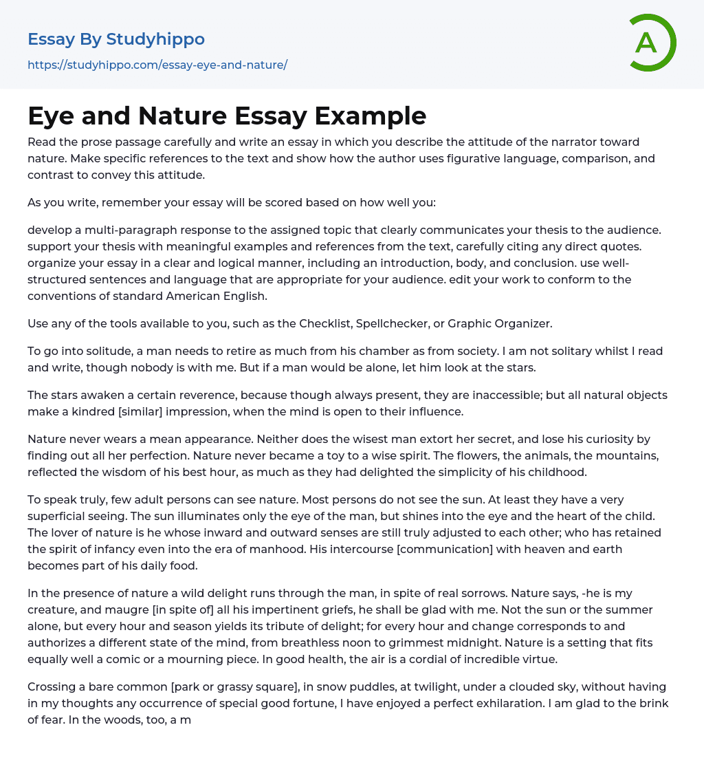 Eye and Nature Essay Example