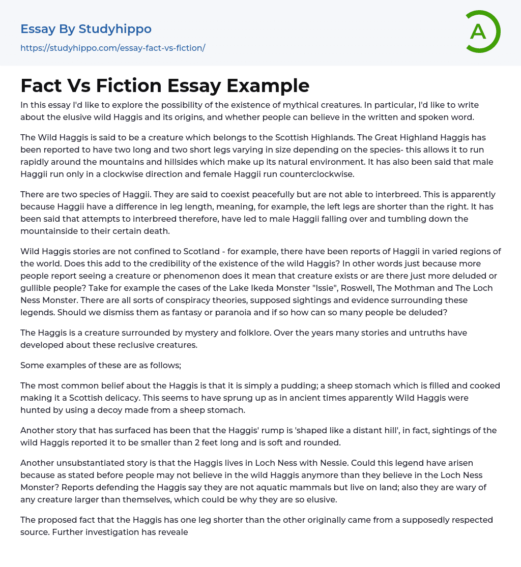 Fact Vs Fiction Essay Example