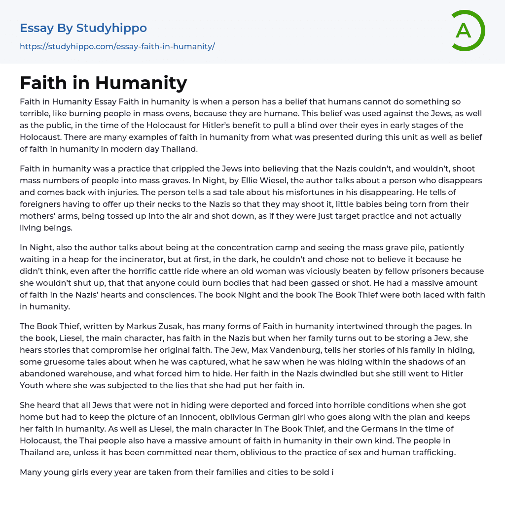 Faith in Humanity Essay Example