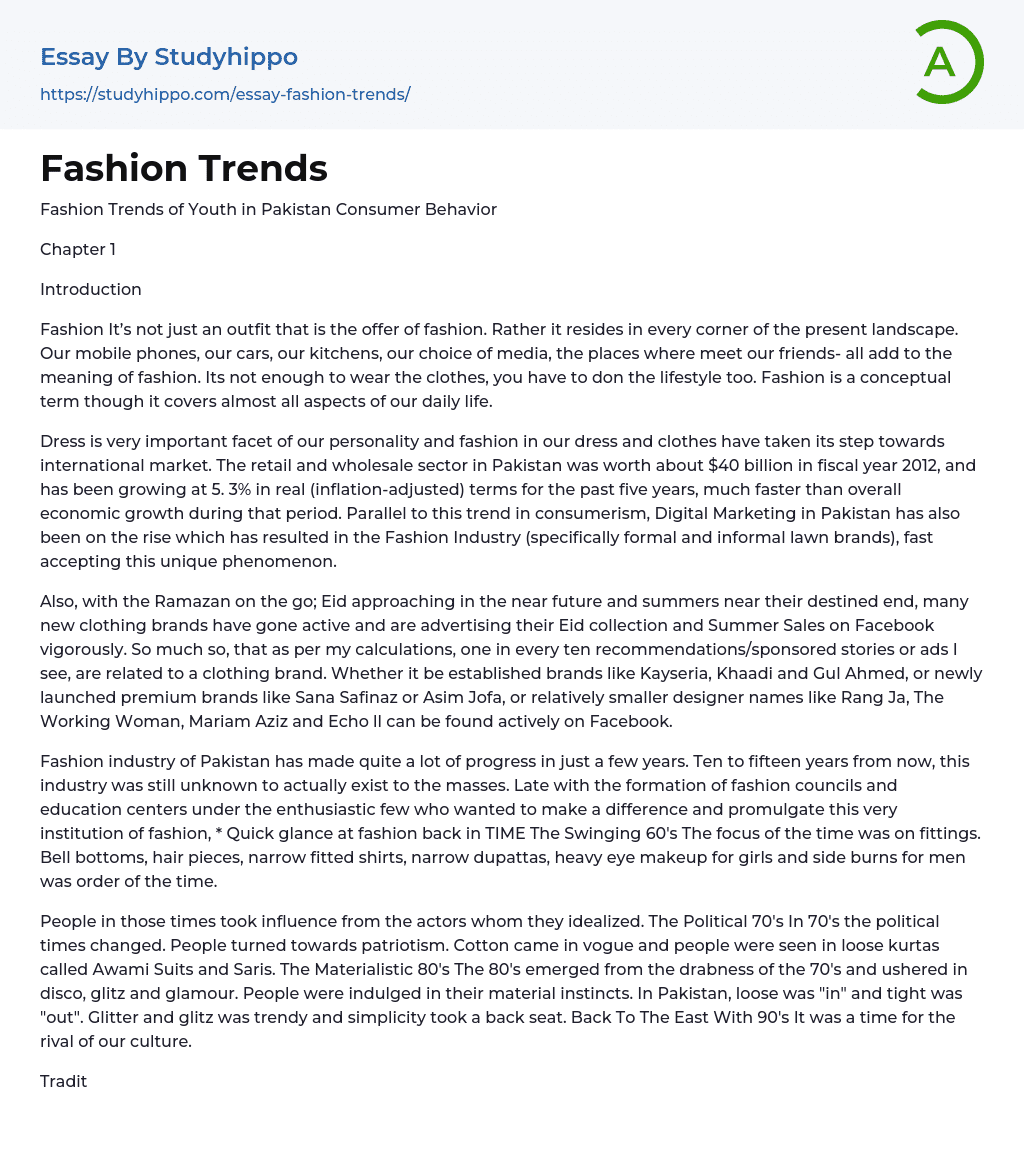Fashion Trends Essay Example