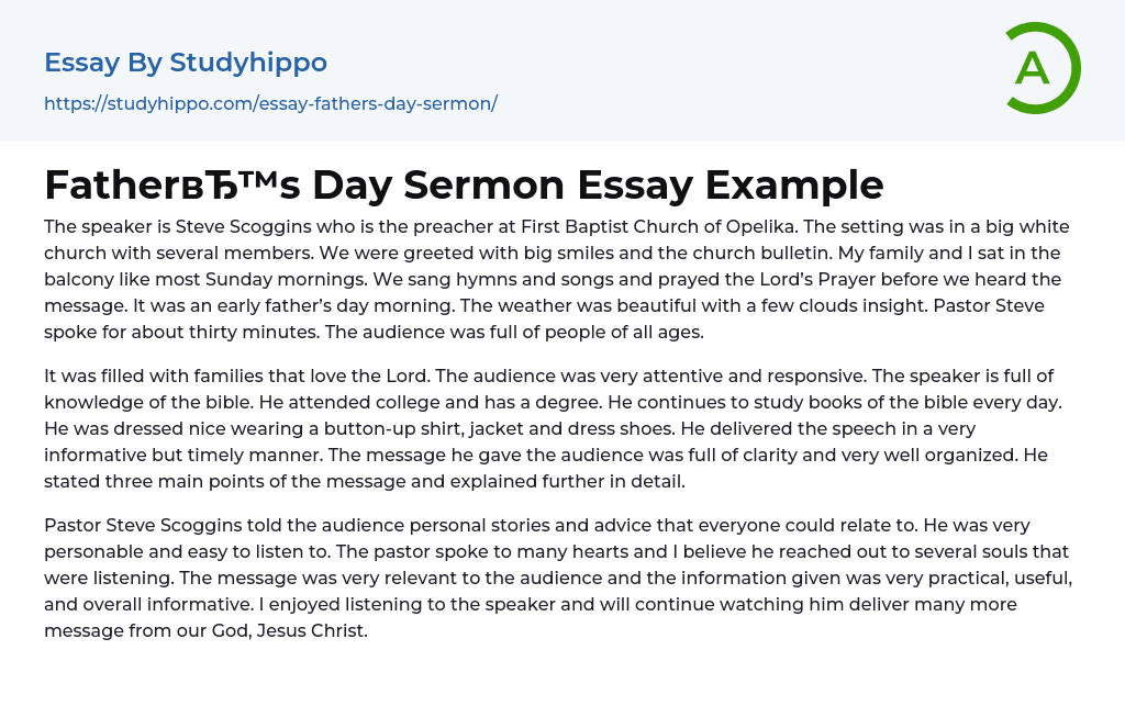 Father’s Day Sermon Essay Example