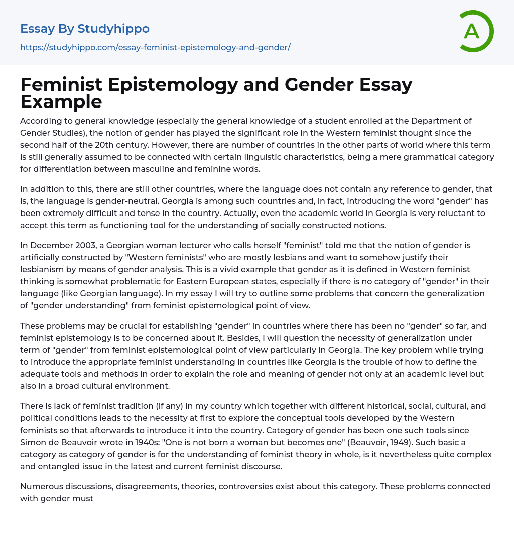 essay on feminist epistemology