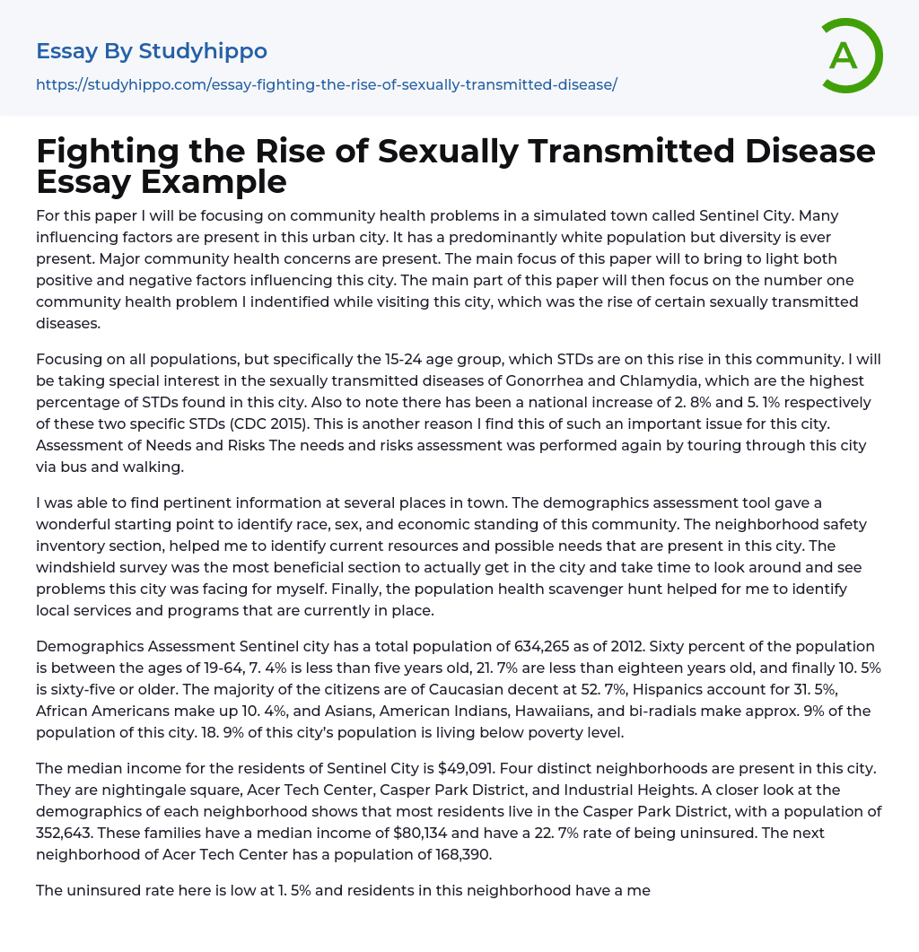 Fighting the Rise of Sexually Transmitted Disease Essay Example