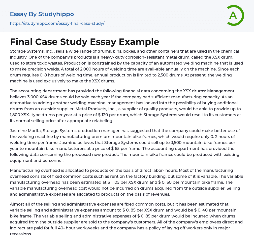 Final Case Study Essay Example