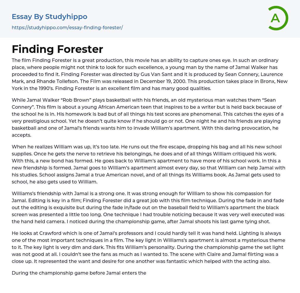 Finding Forester Essay Example