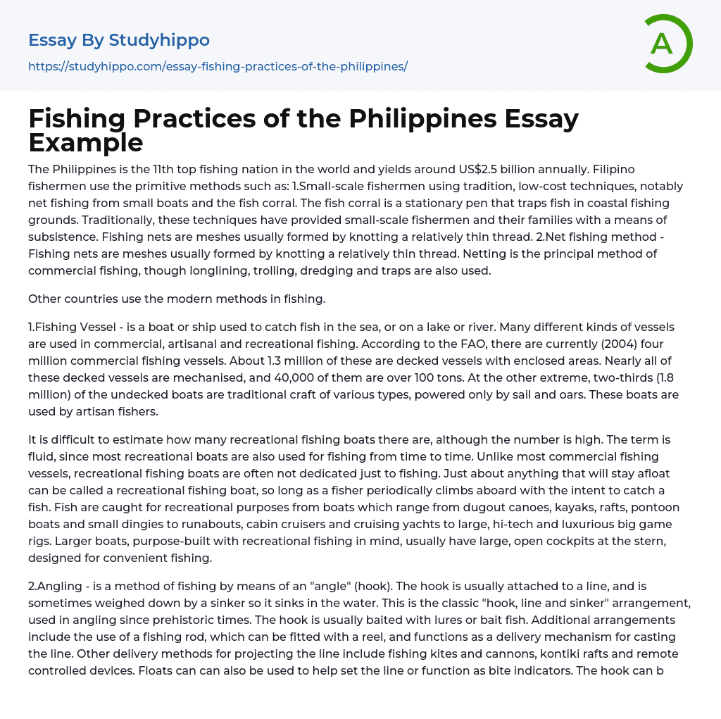 Fishing Practices of the Philippines Essay Example