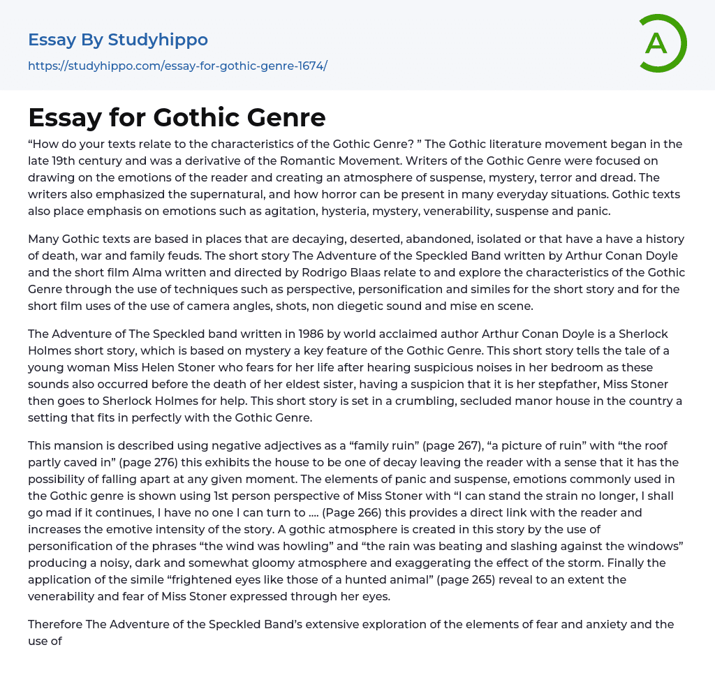 Essay for Gothic Genre