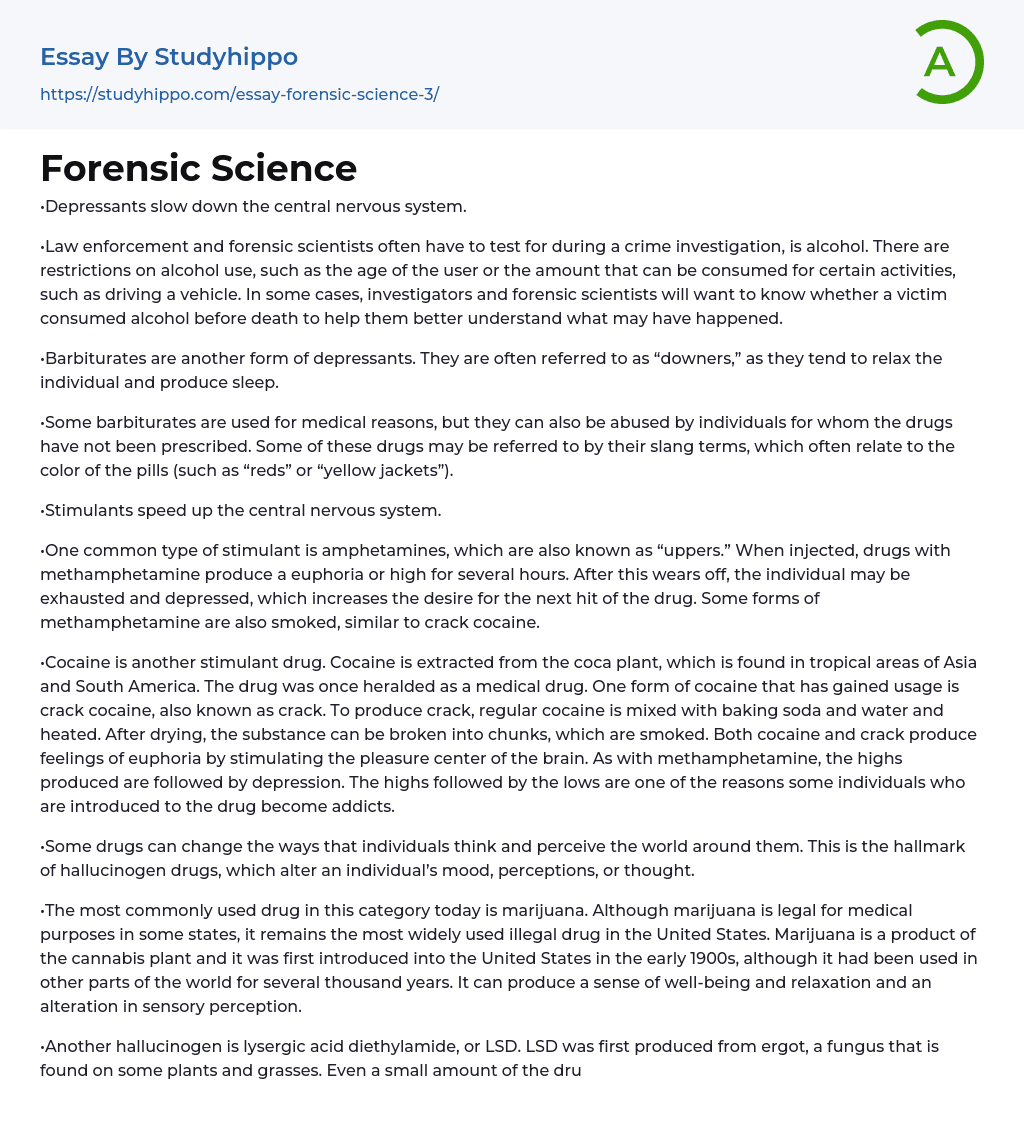 Forensic Science Essay Example