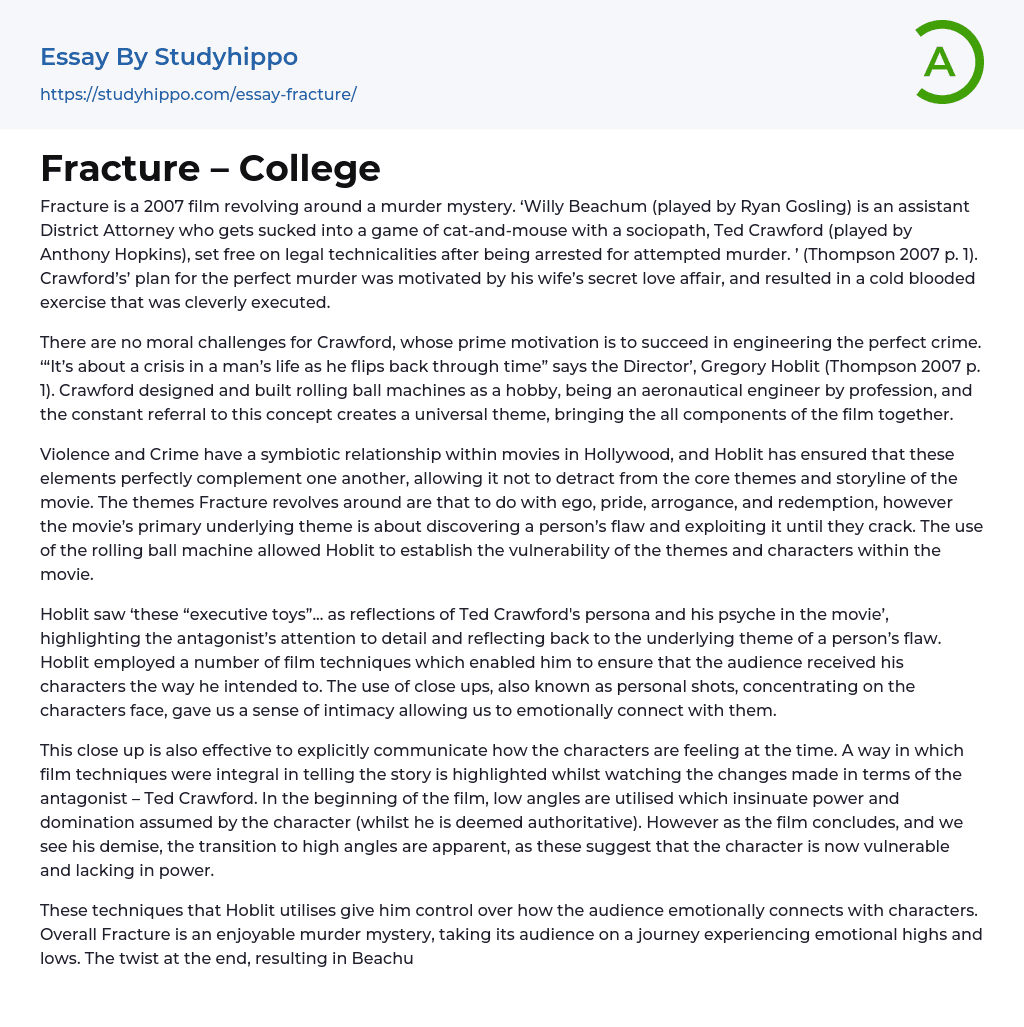 Fracture – College Essay Example