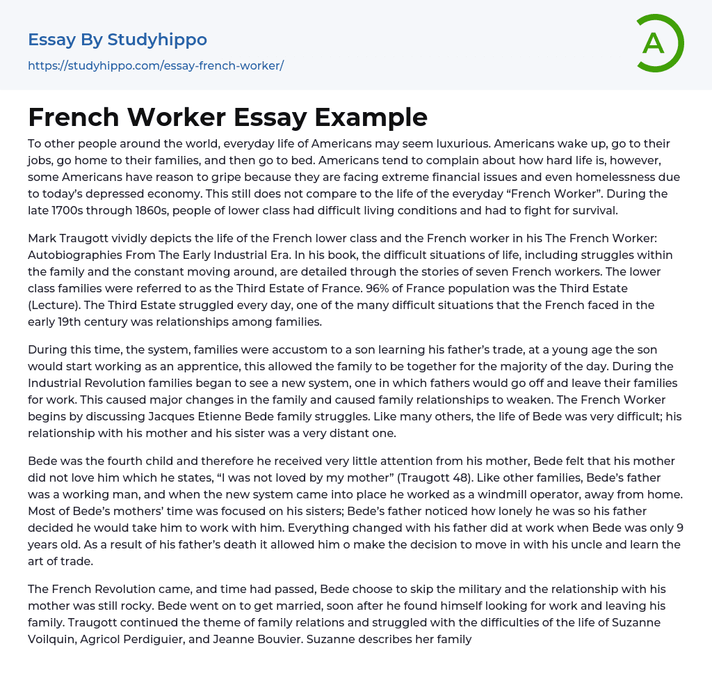 French Worker Essay Example