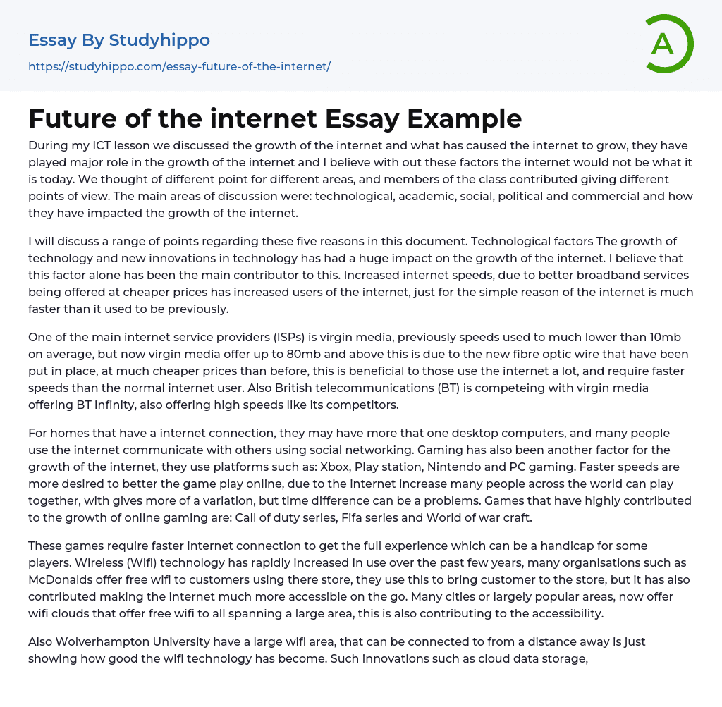 essay about future of the internet