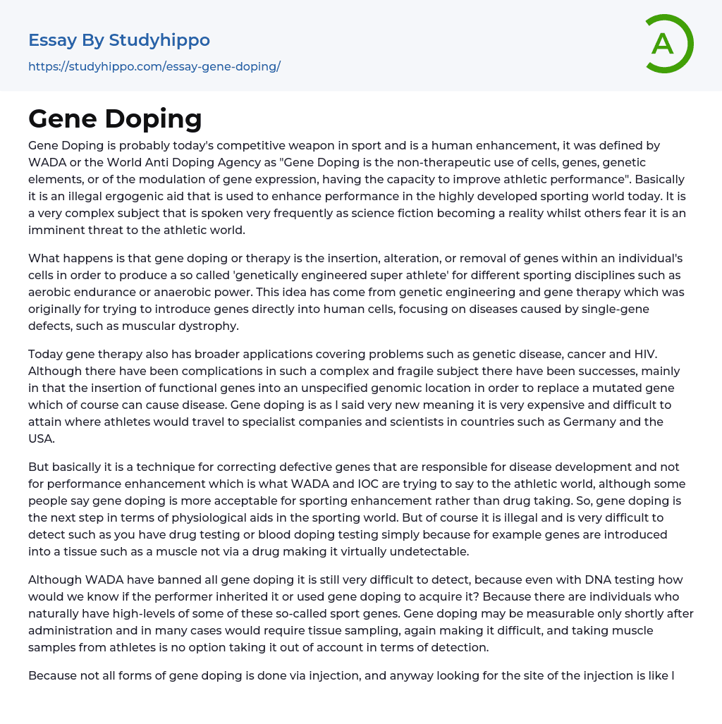 Gene Doping Essay Example