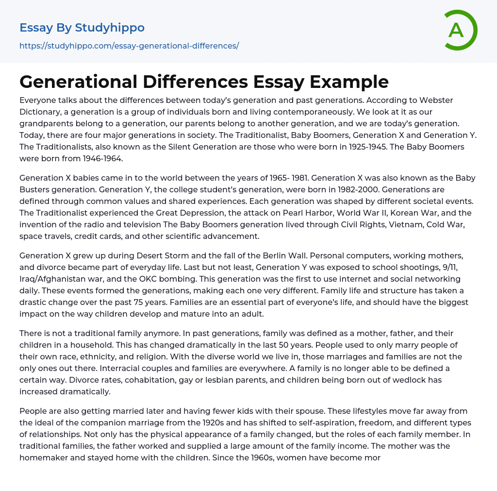 the generational differences essay
