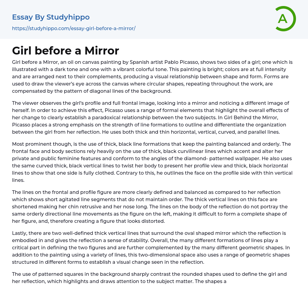 Girl before a Mirror Essay Example