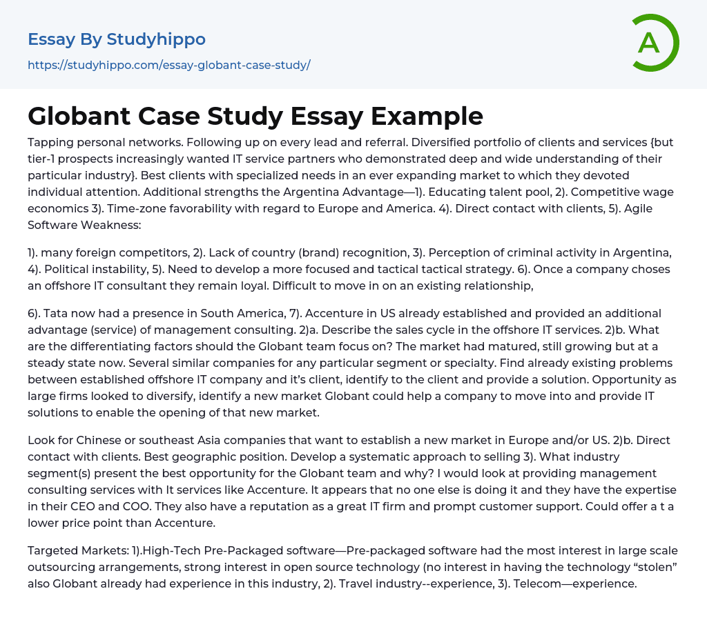 Globant Case Study Essay Example