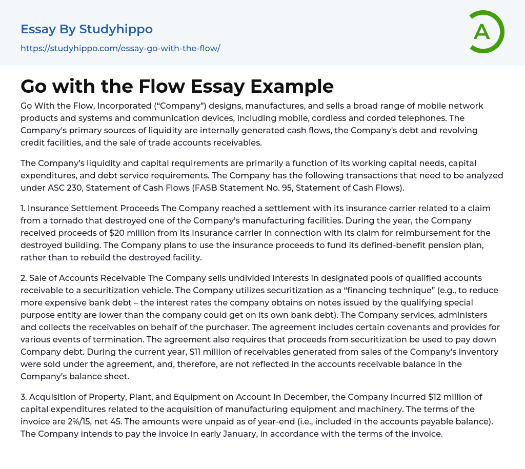 Go with the Flow Essay Example