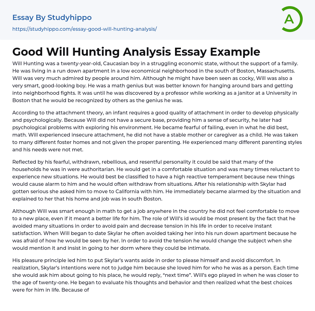 Good Will Hunting Analysis Essay Example