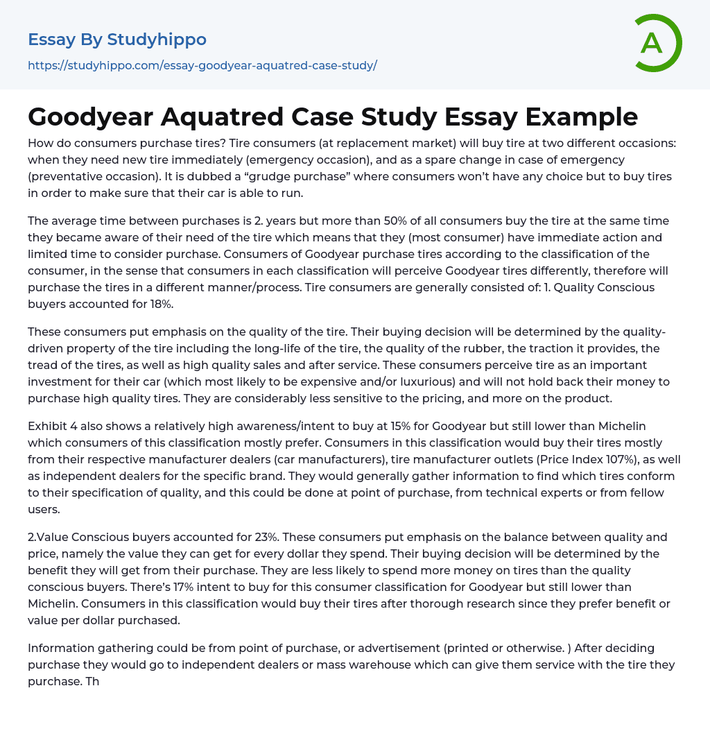 Goodyear Aquatred Case Study Essay Example